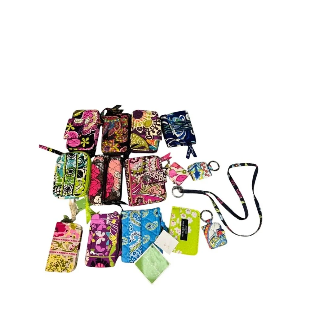 Vera Bradley Mixed Lot 13pc Wallets Wristlets ID Cases Lanyard Floral Paisley